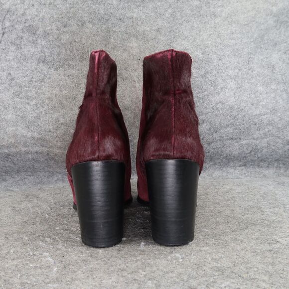 Steve Madden Shoes Womens 7 Booties Leather Cow Hair Fur Tstudio Block Heel Zip - Picture 6 of 16